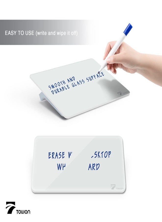 TOWON Small Glass Dry Erase Board, Desk White Board with Standing, Mini Whiteboard Easel Pad Set, Stenography Artifact for Office, Home and School Supplies, 8x6 Inches, White - Image 3
